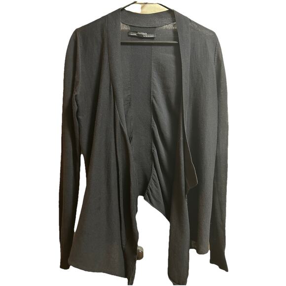 AllSaints Women's Black Cotton Open Draped Waterfall Cardigan Size 2/Small - Picture 1 of 5